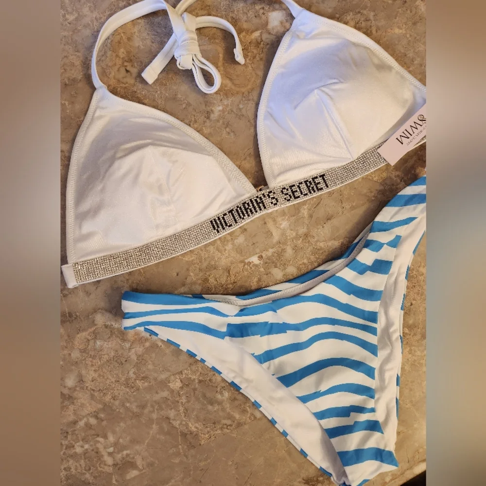 M/M VS Swim Shine Strap Triangle Bikini Top Brazilian Bikini Set